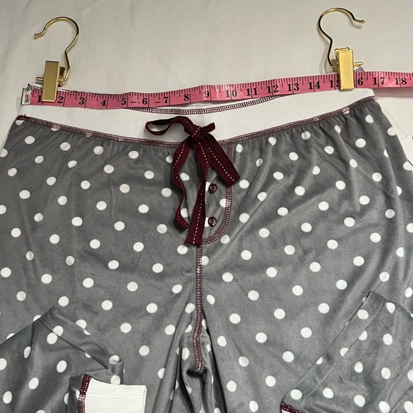 Pj Salvage Velour Lounge/PJ Pant. Grey with White Polka Dots and Port Trim, Lg. - Picture 14 of 16